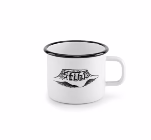 Kubek metalowy emaliowany, retro logo STIHL